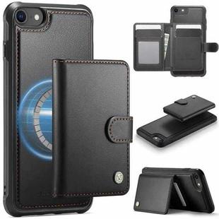 For iPhone SE 2022 / SE 2020 / 8 / 7 JEEHOOD J09 Buckle Card Bag MagSafe Magnetic Style RFID Leather Phone Case(Black)