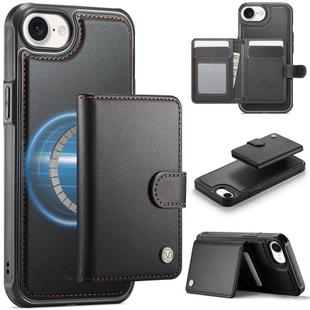 For iPhone 16e JEEHOOD J09 Buckle Card Bag MagSafe Magnetic Style RFID Leather Phone Case(Black)
