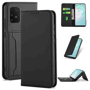 For Samsung Galaxy M80s Strong Magnetism Shockproof Horizontal Flip Liquid Feel Leather Case with Holder & Card Slots & Wallet(Black)