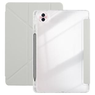 For Honor Pad 10 12.1 3-Fold Clear Acrylic Leather Tablet Case(Grey)