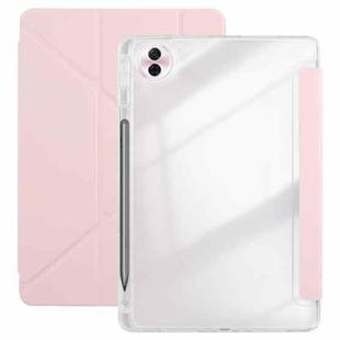 For Honor Pad 10 12.1 Clear Acrylic Deformation Leather Tablet Case(Pink)