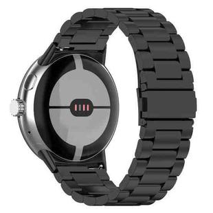 For Google Pixel Watch 3 45mm Tri-beads Flat Buckle Titanium Alloy Watch Band(Black)