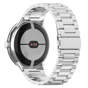 For Google Pixel Watch 3 45mm Tri-beads Flat Buckle Titanium Alloy Watch Band(Silver)