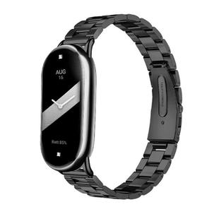 For Xiaomi Band 9 / 8 Tri-beads Flat Buckle Titanium Alloy Watch Band(Black)