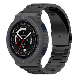 For Huami Amazfit Active Edge A2212 / A2213 Tri-beads Flat Buckle Titanium Alloy Watch Band(Black)