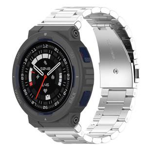 For Huami Amazfit Active Edge A2212 / A2213 Tri-beads Flat Buckle Titanium Alloy Watch Band(Silver)