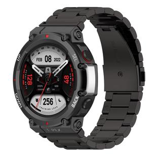 For Huami Amazfit T-Rex 2 Tri-beads Flat Buckle Titanium Alloy Watch Band(Black)