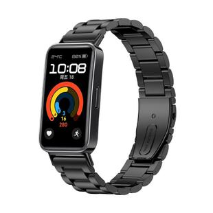 For Huawei Band 10 / 9 / 8 Tri-beads Flat Buckle Titanium Alloy Watch Band(Black)