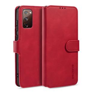 For Samsung Galaxy S20 FE DG.MING Retro Oil Side Horizontal Flip Case with Holder & Card Slots & Wallet(Red)