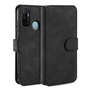 For OPPO A32 (2020) / A53 (2020) DG.MING Retro Oil Side Horizontal Flip Case with Holder & Card Slots & Wallet(Black)