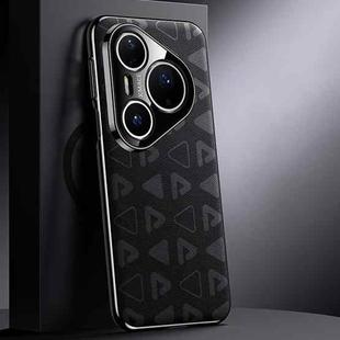 For Huawei Pura 80 Ultra 5G Pinewood II Series Plain Leather PC Phone Case(Black)