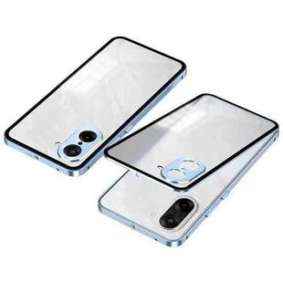 For OnePlus Ace 5 Racing Snap Buckle Single-sided Metal Frame Frosted Phone Case(Sierra Blue)