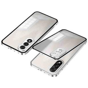 For OnePlus Ace 5 Ultra Snap Buckle Single-sided Metal Frame Frosted Phone Case(Silver)