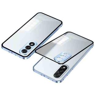 For OnePlus Ace 5 Ultra Snap Buckle Single-sided Metal Frame Frosted Phone Case(Sierra Blue)