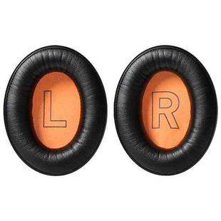 1 Pair Protein Leather Splicing LR Print Earphone Replacement Earpads Pads For HyperX Cloud 1 / I / 2 / II / 3(Black Orange Net)