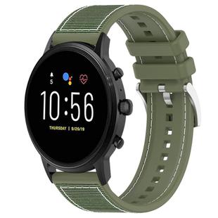 22mm For Fossil Gen 5 Carlyle / Julianna xDfind Hybrid Nylon Braid Silicone Watch Band(Green)