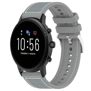 22mm For Fossil Gen 5 Carlyle / Julianna xDfind Hybrid Nylon Braid Silicone Watch Band(Grey)