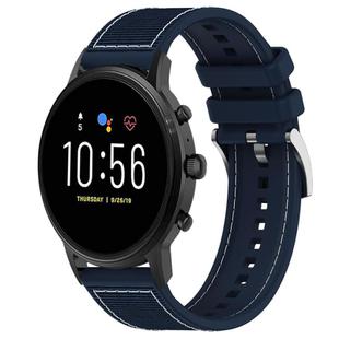 22mm For Fossil Gen 5 Carlyle / Julianna xDfind Hybrid Nylon Braid Silicone Watch Band(Midnight Blue)