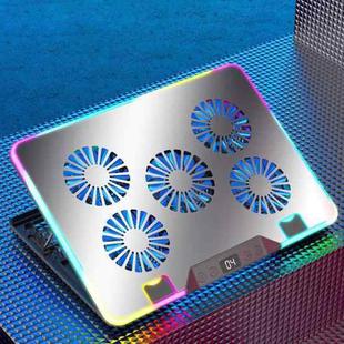 NUOXI F36-5 6-Speed Adjustable 5 Fan Laptop Cooler with RGB(Silver)
