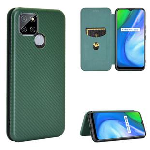For OPPO Realme V3 Carbon Fiber Texture Horizontal Flip TPU + PC + PU Leather Case with Card Slot(Green)