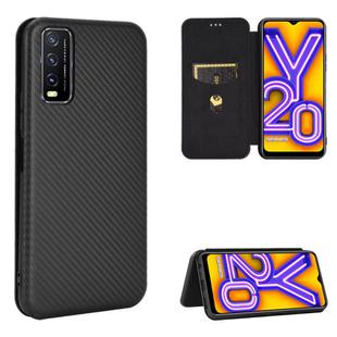 For Vivo Y20 / Y20i (Indian) Carbon Fiber Texture Horizontal Flip TPU + PC + PU Leather Case with Card Slot(Black)