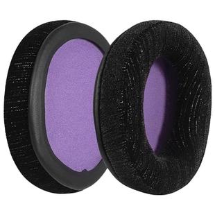 2 Pack Flash Velvet Splicing Earphone Replacement Earpads Pads For HyperX Cloud 1 / I / 2 / II / 3(Black Purple Net)