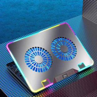 NUOXI F36-2 6-Speed Adjustable Dual-Fan Ultrathin Laptop Cooler(Silver)