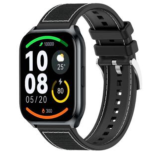 22mm For Xiaomi Haylou?Watch S001 / LS02 Pro xDfind Hybrid Nylon Braid Silicone Watch Band(Black)
