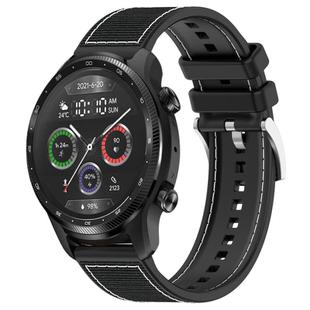 22mm For Ticwatch Pro X / Pro 3 / Pro xDfind Hybrid Nylon Braid Silicone Watch Band(Black)