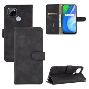 For OPPO Realme V3 Solid Color Skin Feel Magnetic Buckle Horizontal Flip Calf Texture PU Leather Case with Holder & Card Slots & Wallet(Black)
