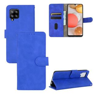 For Samsung Galaxy A42 5G Solid Color Skin Feel Magnetic Buckle Horizontal Flip Calf Texture PU Leather Case with Holder & Card Slots & Wallet(Blue)