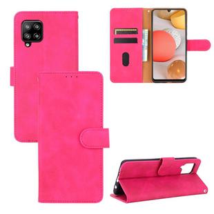 For Samsung Galaxy A42 5G Solid Color Skin Feel Magnetic Buckle Horizontal Flip Calf Texture PU Leather Case with Holder & Card Slots & Wallet(Rose Red)
