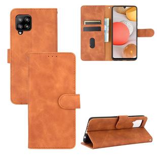 For Samsung Galaxy A42 5G Solid Color Skin Feel Magnetic Buckle Horizontal Flip Calf Texture PU Leather Case with Holder & Card Slots & Wallet(Brown)
