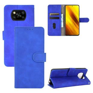 For Xiaomi Poco X3 NFC Solid Color Skin Feel Magnetic Buckle Horizontal Flip Calf Texture PU Leather Case with Holder & Card Slots & Wallet(Blue)