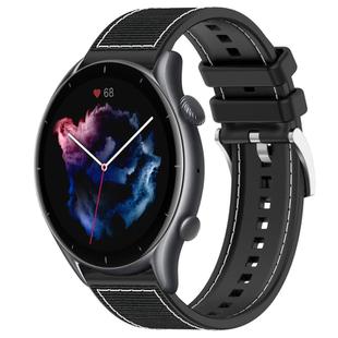22mm For Amazfit GTR 4 / GTR 3 / GTR 3 Pro xDfind Hybrid Nylon Braid Silicone Watch Band(Black)
