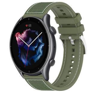 22mm For Amazfit GTR 4 / GTR 3 / GTR 3 Pro xDfind Hybrid Nylon Braid Silicone Watch Band(Green)