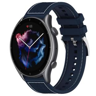 22mm For Amazfit GTR 4 / GTR 3 / GTR 3 Pro xDfind Hybrid Nylon Braid Silicone Watch Band(Midnight Blue)