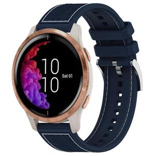 20mm For Garmin?Venu / Venu 2 / SQ / SQ2 xDfind Hybrid Nylon Braid Silicone Watch Band(Midnight Blue)