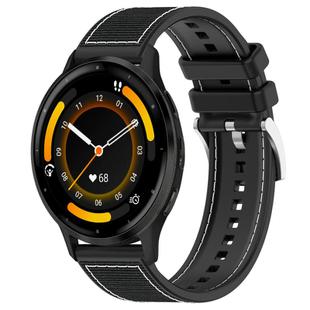 22mm For Garmin Venu 3 / Vivoactive 4 xDfind Hybrid Nylon Braid Silicone Watch Band(Black)