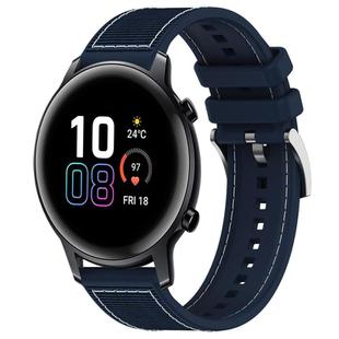 20mm For Honor Watch SE / MagicWatch 2 42mm xDfind Hybrid Nylon Braid Silicone Watch Band(Midnight Blue)