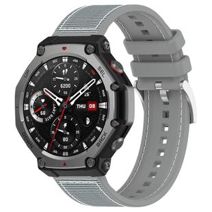 For Amazfit T-Rex 3 22mm xDfind Hybrid Nylon Braid Silicone Watch Band(Grey)