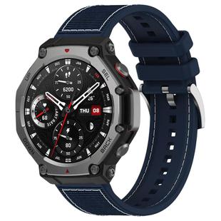 For Amazfit T-Rex 3 22mm xDfind Hybrid Nylon Braid Silicone Watch Band(Midnight Blue)
