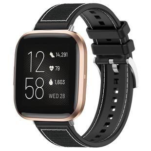 For Fitbit Versa 2/Versa/Versa Lite 20mm xDfind Hybrid Nylon Braid Silicone Watch Band(Black)