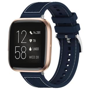 For Fitbit Versa 2/Versa/Versa Lite 20mm xDfind Hybrid Nylon Braid Silicone Watch Band(Midnight Blue)