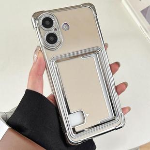 For iPhone 16 Plus Side Insert Card Slot Electroplated TPU Phone Case(White)