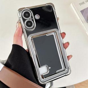 For iPhone 16 Plus Side Insert Card Slot Electroplated TPU Phone Case(Black)