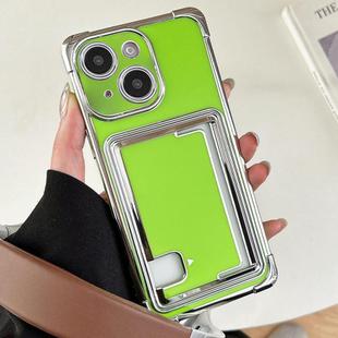 For iPhone 15 Side Insert Card Slot Electroplated TPU Phone Case(Green)