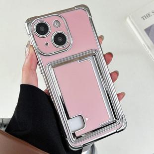 For iPhone 14 Plus Side Insert Card Slot Electroplated TPU Phone Case(Pink)