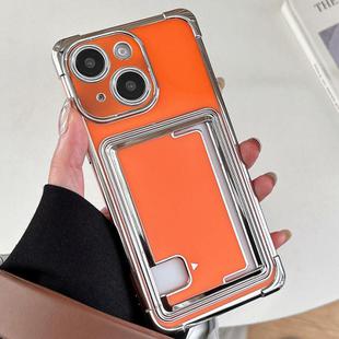 For iPhone 13 Side Insert Card Slot Electroplated TPU Phone Case(Orange)