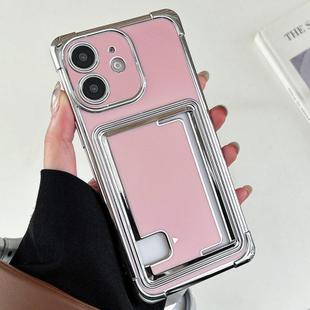 For iPhone 12 Side Insert Card Slot Electroplated TPU Phone Case(Pink)